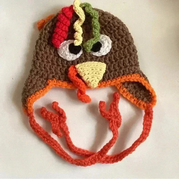 New Handmade crochet / knit baby Turkey hat Beanie - Picture 8 of 9